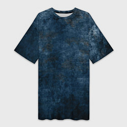 Женская длинная футболка Абстракция - old blue wall with black stains