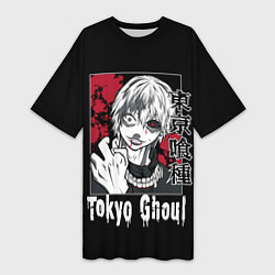 Футболка женская длинная Аниме Токийский Гуль, Кен Канеки, цвет: 3D-принт