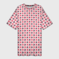 Женская длинная футболка Паттерн бубны и пики розовый
