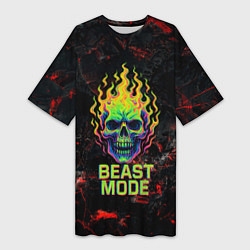 Женская длинная футболка Beast mode череп