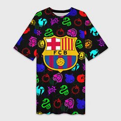 Женская длинная футболка Barcelona neon games logo