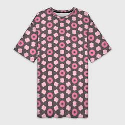 Женская длинная футболка Абстрактная розовая текстура