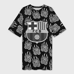 Женская длинная футболка Barcelona лапы лес