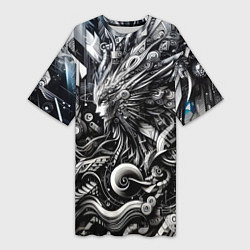 Футболка женская длинная Abstraction cyber pattern - ai art fantasy, цвет: 3D-принт