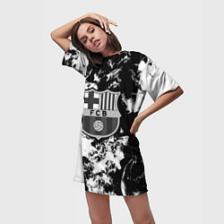 Футболка женская длинная Juventus белый дым, цвет: 3D-принт — фото 2