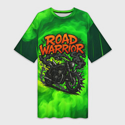 Футболка женская длинная Дорожный воин - байк с шипами, цвет: 3D-принт