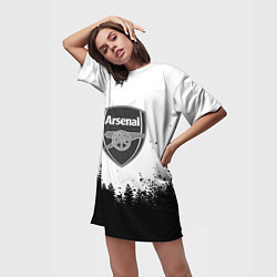 Футболка женская длинная Arsenal черный лес, цвет: 3D-принт — фото 2