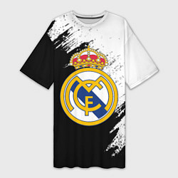 Женская длинная футболка Real Madrid текстура штрихи