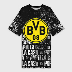 Женская длинная футболка Borussia мафия текстура надписи