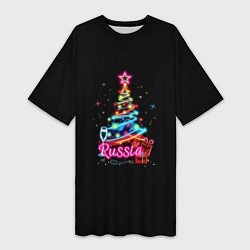 Футболка женская длинная Christmas tree gifts, цвет: 3D-принт