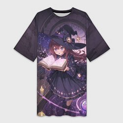 Футболка женская длинная Аниме Ведьма Читает Книгу Заклинаний, цвет: 3D-принт