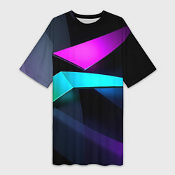 Женская длинная футболка Neon colored geometric