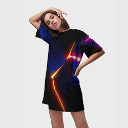 Футболка женская длинная Neon colored geometric, цвет: 3D-принт — фото 2