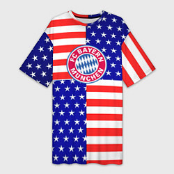 Футболка женская длинная Бавария Мюнхен сша паттерн, цвет: 3D-принт