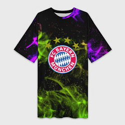 Футболка женская длинная Бавария Мюнхен огонь, цвет: 3D-принт