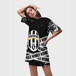 Футболка женская длинная Juventus подедитель краски, цвет: 3D-принт — фото 2