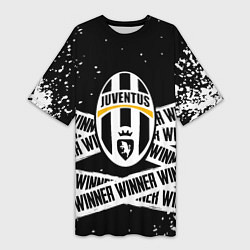 Футболка женская длинная Juventus подедитель краски, цвет: 3D-принт