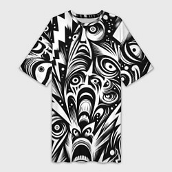 Женская длинная футболка Lightnings and faces - ai art fantasy