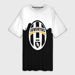 Футболка женская длинная Juventus капли красок, цвет: 3D-принт