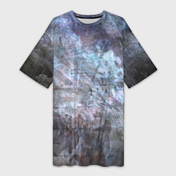 Футболка женская длинная Абстракция - gray-blue hurricane, цвет: 3D-принт