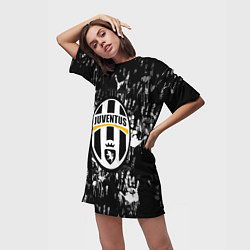 Футболка женская длинная Ювентус текстура руки краски, цвет: 3D-принт — фото 2