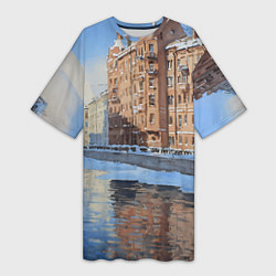 Футболка женская длинная Зимний Санкт-Петербург, цвет: 3D-принт