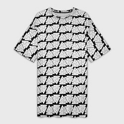 Футболка женская длинная Символы валькнут как защитная кольчуга, цвет: 3D-принт