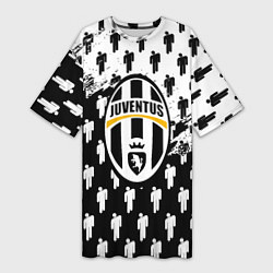 Футболка женская длинная Ювентус люди краски, цвет: 3D-принт