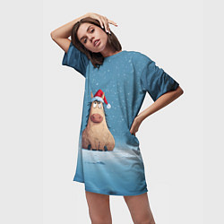 Футболка женская длинная Удивленная забавная лошадка, цвет: 3D-принт — фото 2