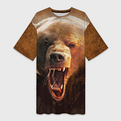 Женская длинная футболка Рык медведя