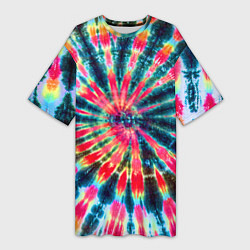 Футболка женская длинная Tie dye, цвет: 3D-принт