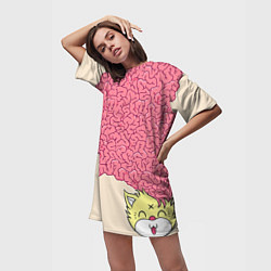 Футболка женская длинная Drop Dead: Pink Brains, цвет: 3D-принт — фото 2