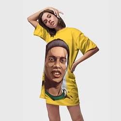 Футболка женская длинная Ronaldinho Art, цвет: 3D-принт — фото 2