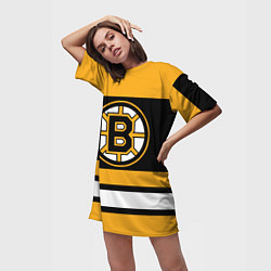 Футболка женская длинная Boston Bruins, цвет: 3D-принт — фото 2