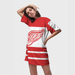 Футболка женская длинная Detroit Red Wings, цвет: 3D-принт — фото 2