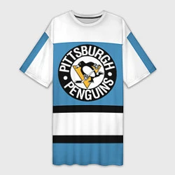 Футболка женская длинная Pittsburgh Penguins: White, цвет: 3D-принт