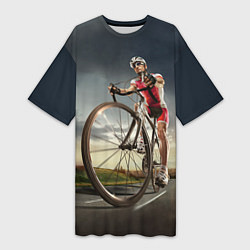 Футболка женская длинная Велогонщик, цвет: 3D-принт