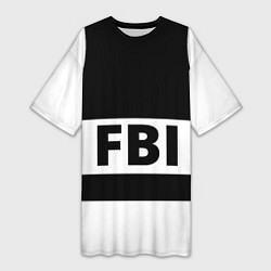 Футболка женская длинная Бронежилет FBI, цвет: 3D-принт