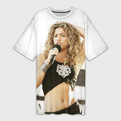 Футболка женская длинная Шакира поет, цвет: 3D-принт