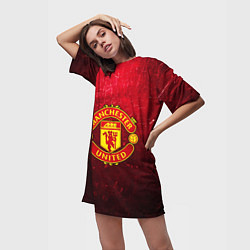 Футболка женская длинная Манчестер Юнайтед, цвет: 3D-принт — фото 2