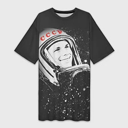 Женская длинная футболка Гагарин в космосе