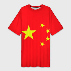 Футболка женская длинная Китай, цвет: 3D-принт