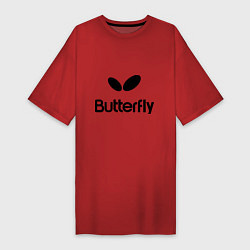 Футболка женская-платье Butterfly Logo, цвет: красный