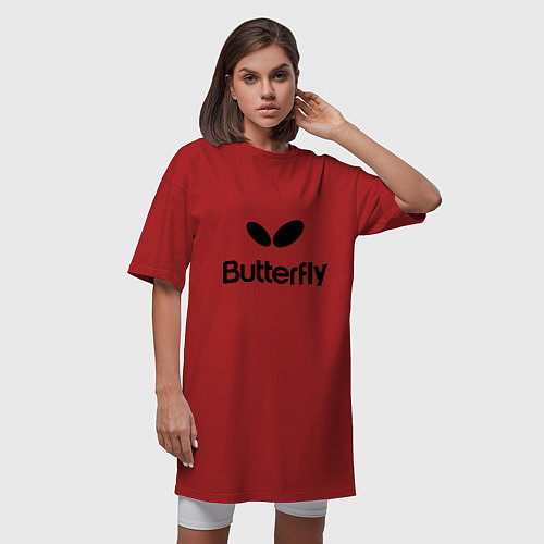 Женская футболка-платье Butterfly Logo / Красный – фото 3