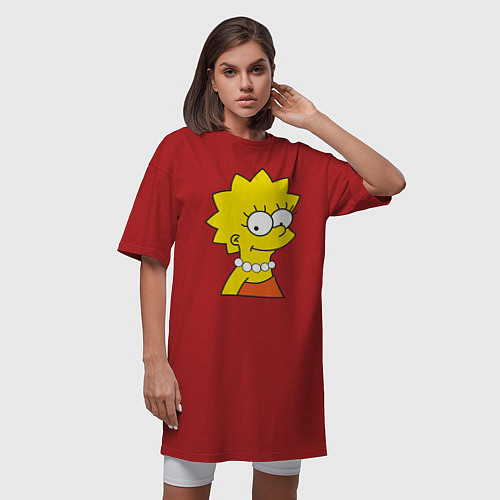 Женская футболка-платье Lisa Simpson / Красный – фото 3