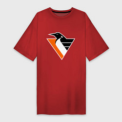Футболка женская-платье Pittsburgh Penguins, цвет: красный