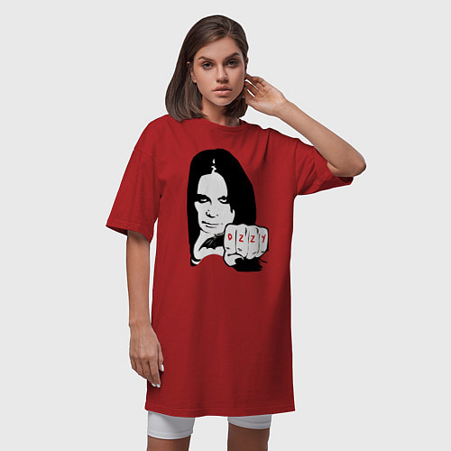 Женская футболка-платье Ozzy Ozborn / Красный – фото 3