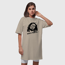 Футболка женская-платье Bob Marley: Don't worry, цвет: миндальный — фото 2
