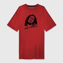 Футболка женская-платье Bob Marley: Don't worry, цвет: красный