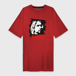 Футболка женская-платье Nirvana: Kurt Cobain, цвет: красный